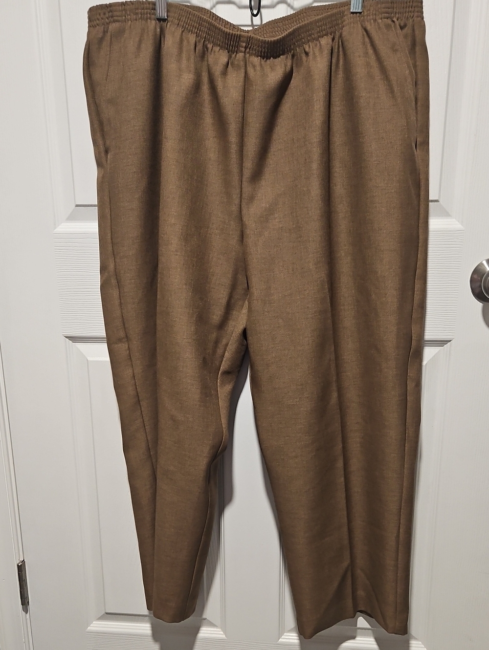 Alfred Dunner Tan Elastic-Waist Dress Pants